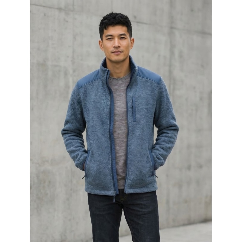 prAna Fleece Full Zip Outdoor Hiking Sweater Jacket Blue Large